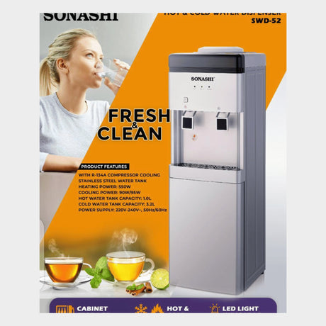Sonashi Hot And Cold Water Dispenser With Compressor SWD-52 - KWT Tech Mart