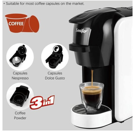 Sonifer 19Bar Electric Multi 3-in-1 Capsule Espresso Machine - KWT Tech Mart