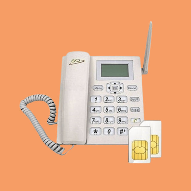 SQ Mobile Dual Sim Gsm Desktop Phone Landline - White  - KWT Tech Mart