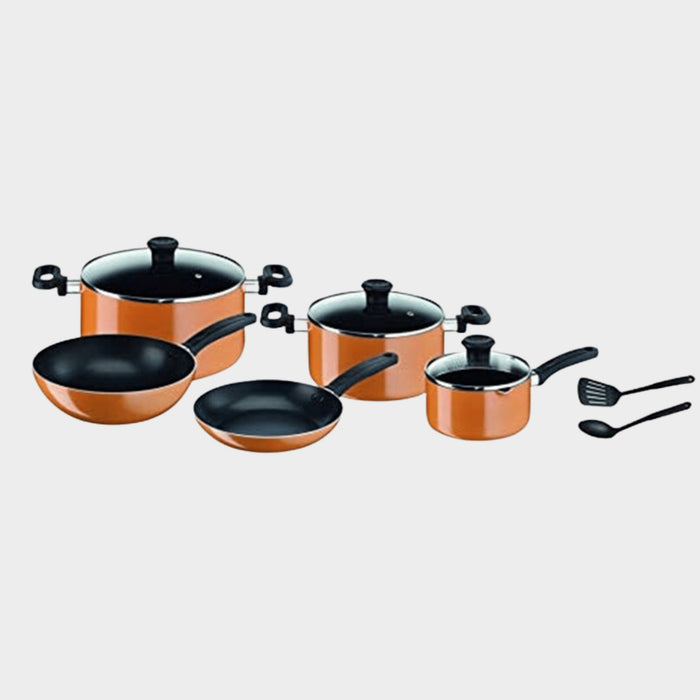 Tefal Prima 10 Pieces Cookware Set B168A474 - Orange, Black - KWT Tech Mart