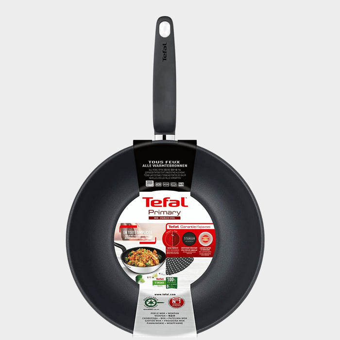 Tefal 28cm Primary Stainless Steel NonStick Wok Pan E3091904 - KWT Tech Mart