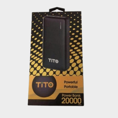 Tito 20000mAh Powerful Portable Power Bank – Black - KWT Tech Mart