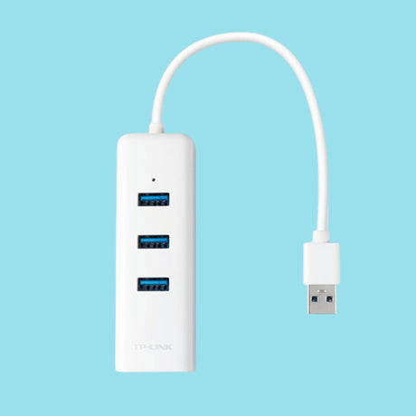 TP-Link 3-Port USB 3.0 Hub & Gigabit Ethernet Adapter, White  - KWT Tech Mart