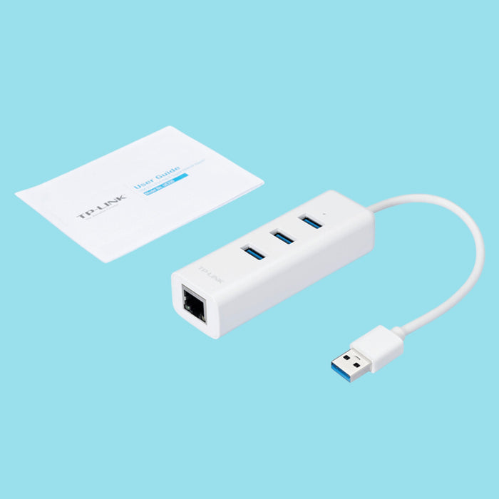 TP-Link 3-Port USB 3.0 Hub & Gigabit Ethernet Adapter, White  - KWT Tech Mart