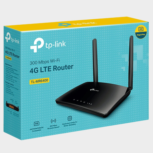 TP-Link 300Mbps Wireless N 4G LTE Router, TL-MR6400 - Black  - KWT Tech Mart