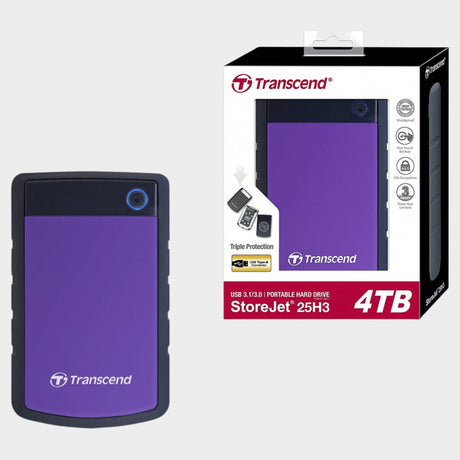 Transcend 4TB StoreJet USB3.0 Portable Hard Drive – Purple  - KWT Tech Mart