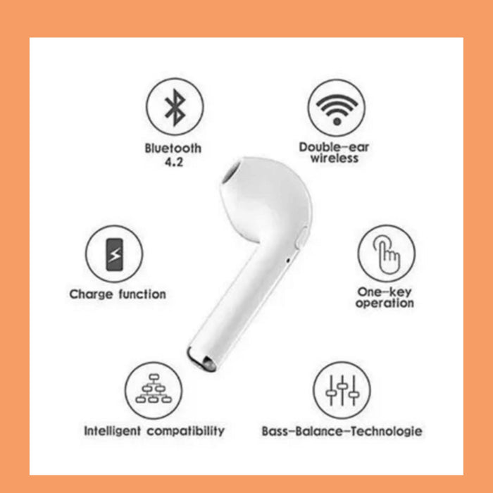 TWS i7S Double Bluetooth Earbuds – Earphones – White - KWT Tech Mart