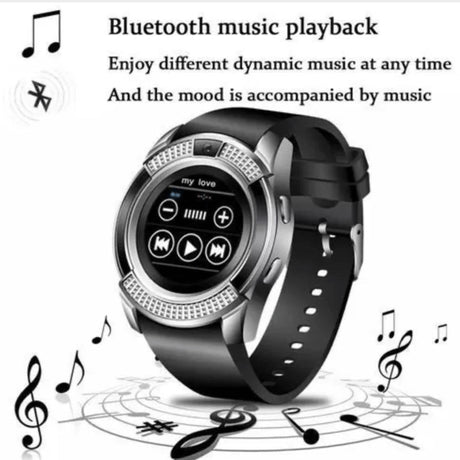 V8 Round Screen Bluetooth Smart Watch With Sim Toolkit - KWT Tech Mart