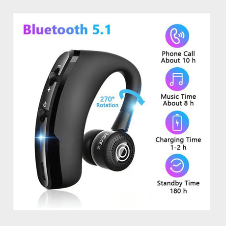 V9 Earhook Wireless Bluetooth Earphones, CSR Noise Cancelling Headset - KWT Tech Mart