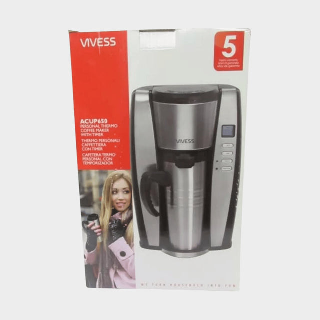 Vives Personal Thermo Coffee Maker Timer ACUP650 - Silver - KWT Tech Mart